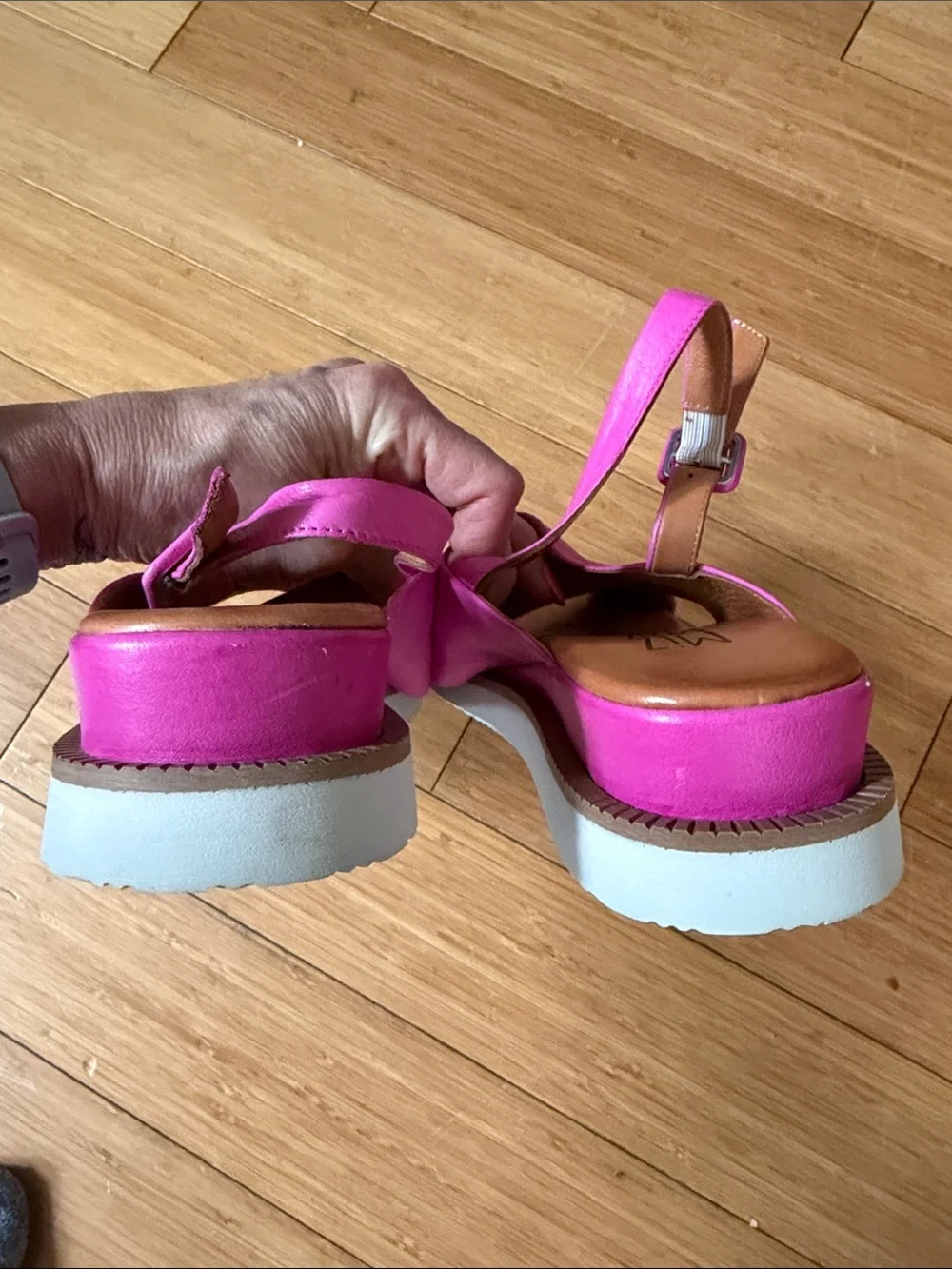 Miz Mooz Bright Pink Crisscross Slingback Sandals